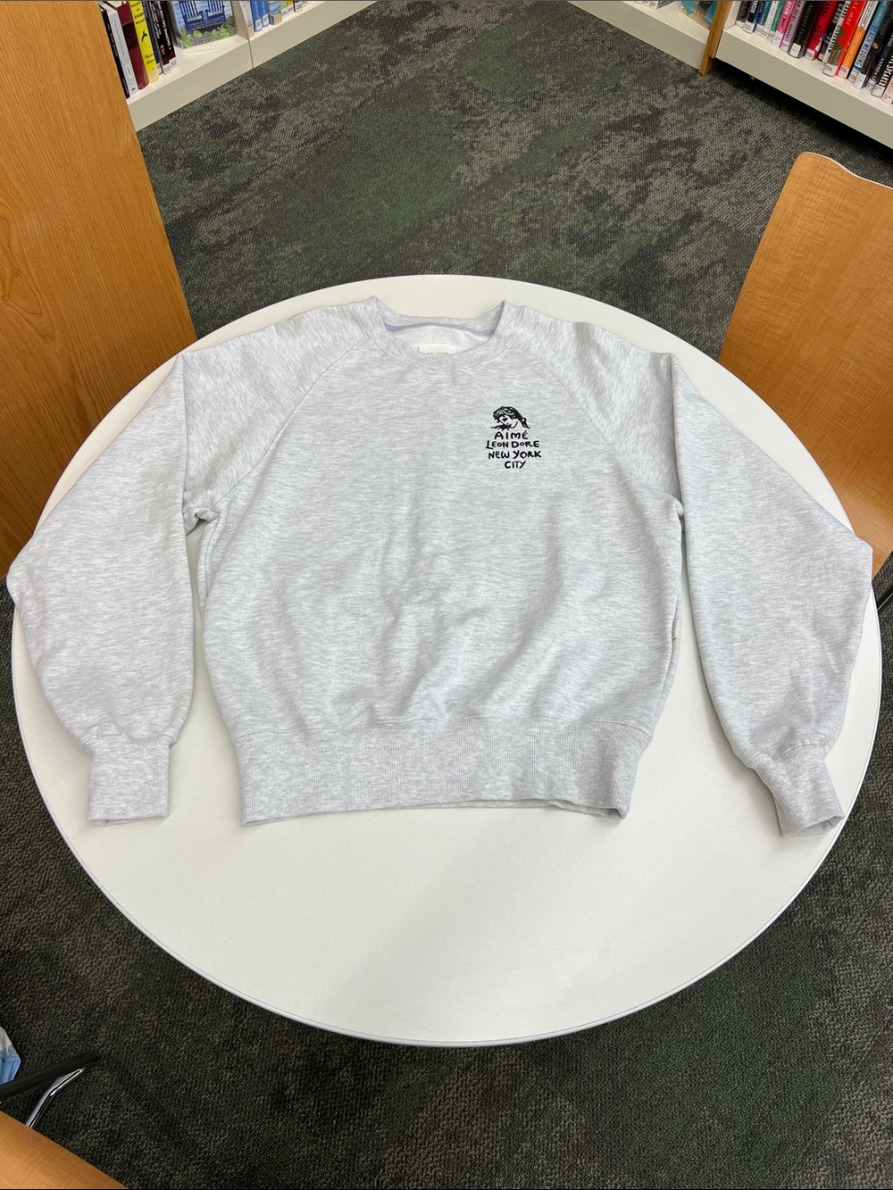 Aime Leon Dore New York City long sleeve gray crewneck sweatshirt black graphic